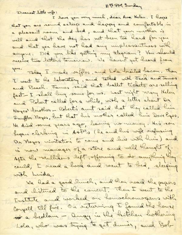 Letter from Linus Pauling to Ava Helen Pauling. Page 1. December 15, 1935