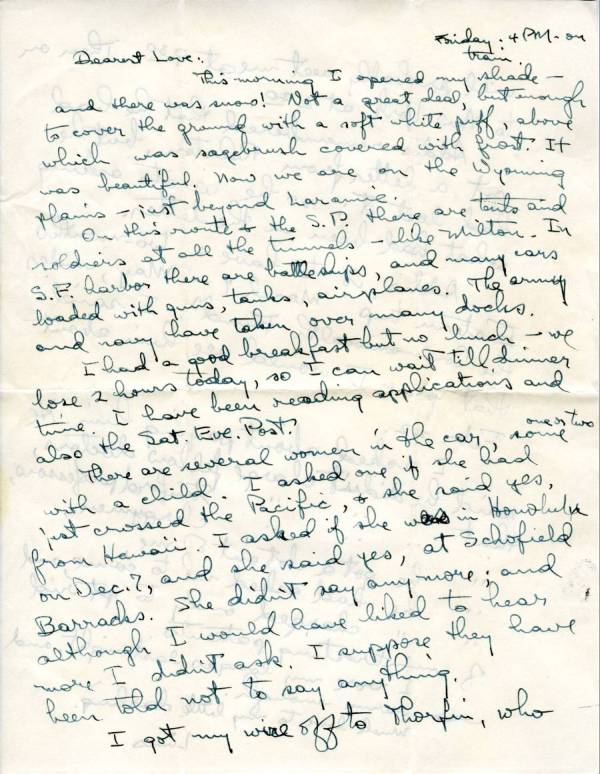 Letter from Linus Pauling to Ava Helen Pauling. Page 1. January 30, 1942