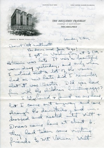 Letter from Linus Pauling to Ava Helen Pauling. Page 1. April 26, 1943