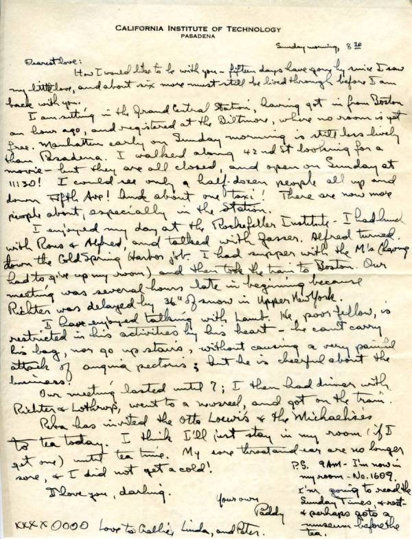 Letter from Linus Pauling to Ava Helen Pauling. Page 1. February 4, 1945