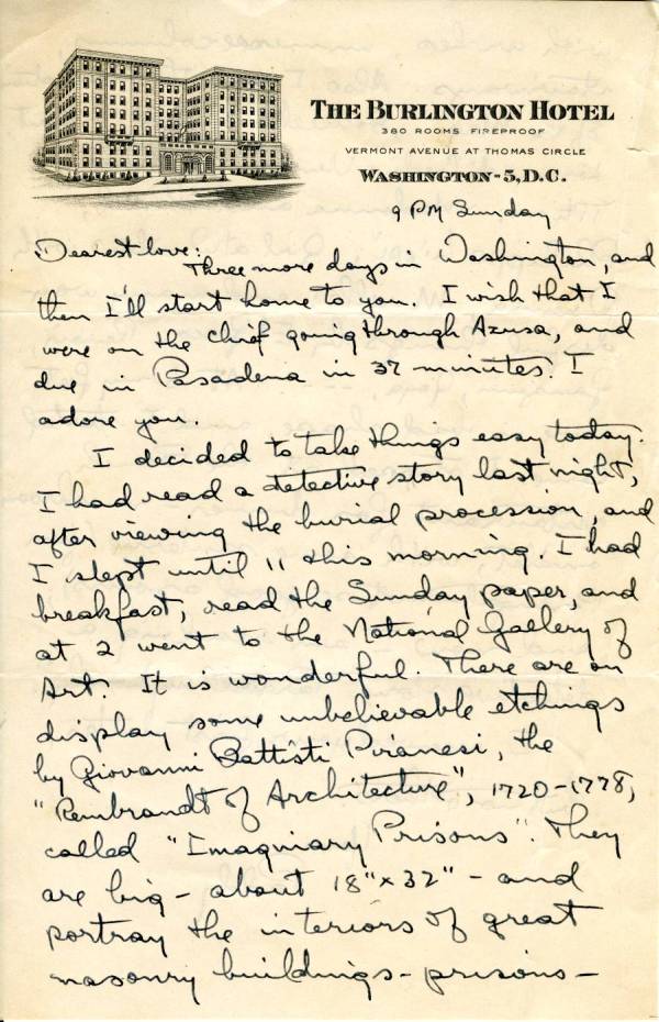 Letter from Linus Pauling to Ava Helen Pauling. Page 1. April 15, 1945