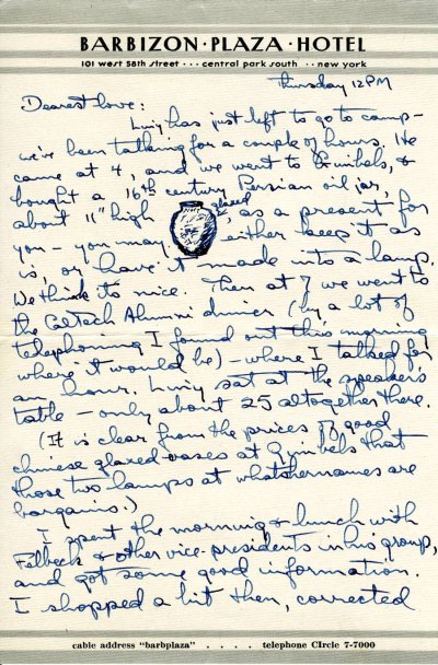 Letter from Linus Pauling to Ava Helen Pauling. Page 1. March 21, 1946