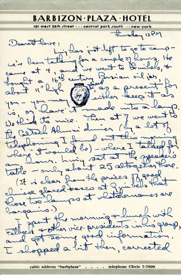Letter from Linus Pauling to Ava Helen Pauling. Page 1. March 21, 1946