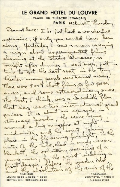 Letter from Linus Pauling to Ava Helen Pauling. Page 1. November 25, 1948