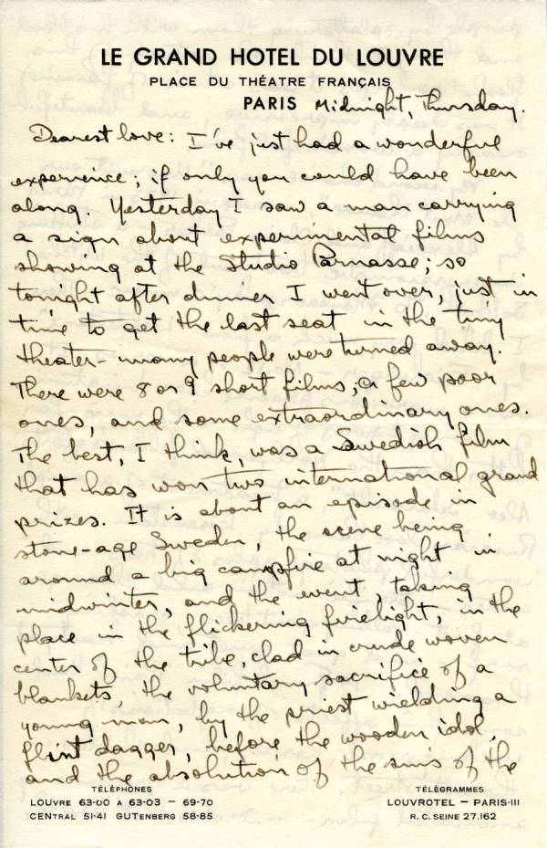 Letter from Linus Pauling to Ava Helen Pauling. Page 1. November 25, 1948