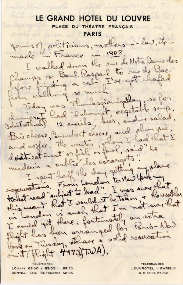 Letter from Linus Pauling to Ava Helen Pauling. Page 3. November 25, 1948