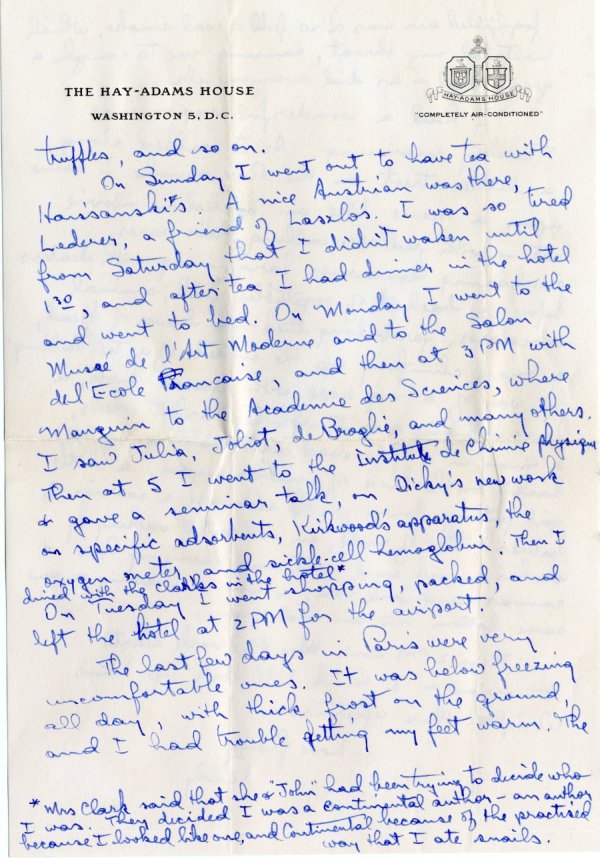 Letter from Linus Pauling to Ava Helen Pauling. Page 3. December 2, 1948