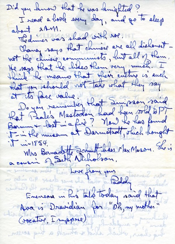 Letter from Linus Pauling to Ava Helen Pauling. Page 2. April 23, 1954