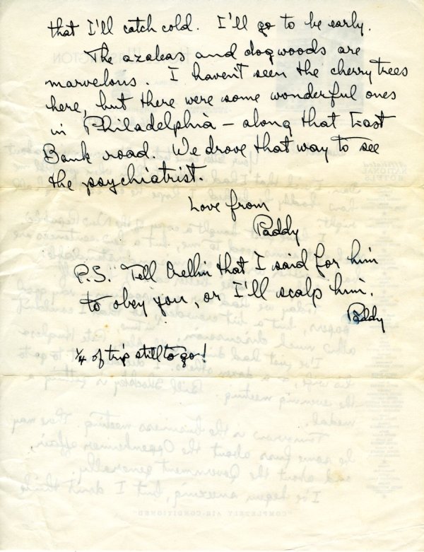 Letter from Linus Pauling to Ava Helen Pauling. Page 2. April 26, 1954
