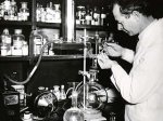 Linus Pauling in his Caltech laboratory, 1930s.