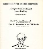 "Congressional Testing of Linus Pauling," Bull. At. Sci., 1960