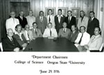 Group photograph of the OSU College of Science department chairs.  David Shoemaker stands in the back row, far left.