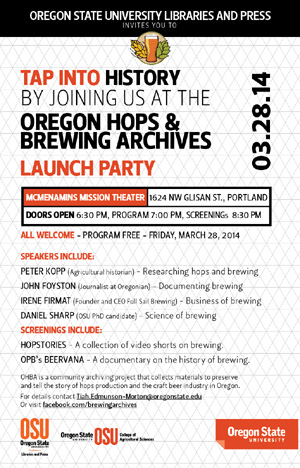 “Tap Into History: Four Perspectives on Brewing in Oregon”. March 28, 2014