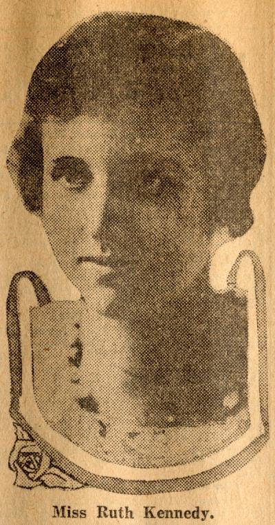 Image of Ruth Kennedy Tartar included in a newspaper article titled "Woman Breaks Record in O.A.C Election," ca. 1920.