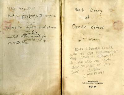Annotations from title pages of one of Orville Kofoid's journals, ca. 1940s.