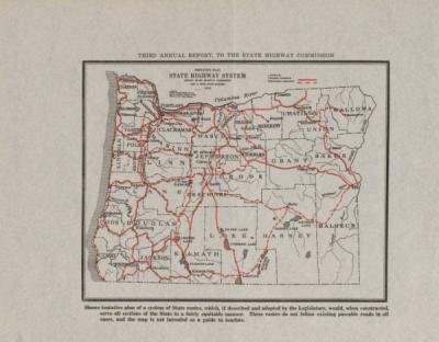 oregon highway state maps 1916 tentative plan system description