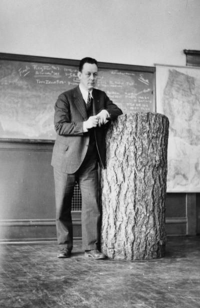 <p>T.J. Starker, ca. 1920s. Thurman James Starker was a professor <span class='highlight1 bold'>of</span> Forestry from 1922-1942. He taught courses in forest management and silviculture and purchased land during the 1930s which would become Starker Forests.</p><p>				Starker also helped the city of Corvallis create Avery Park. In 1962 he was appointed a member of the Oregon State Board <span class='highlight1 bold'>of</span> Forestry by Governor Mark Hatfield.</p>