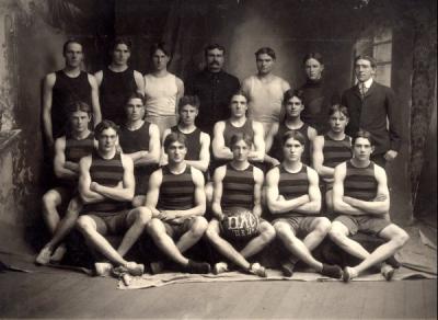 Group photo of the 1903-1904 OAC basketball team.