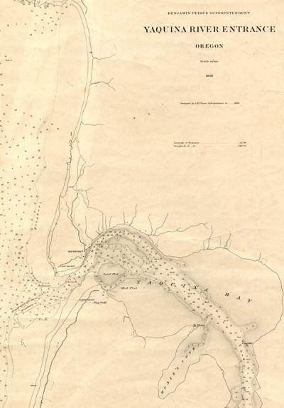 Map of the Yaquina River (Oregon) entrance, 1868.