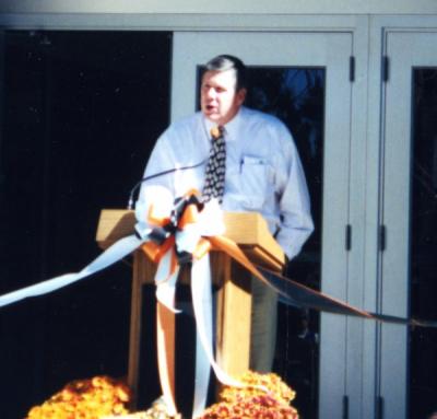 Rep. Ben Westlund speaking at the Cascades Hall dedication, Bend, Oregon, September 22, 2002.