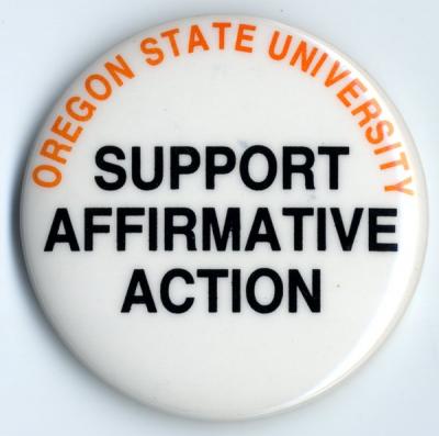 "Support Affirmative Action" pin.