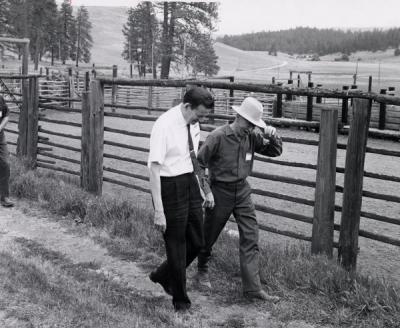 President Robert MacVicar at Larry Wade Ranch in Eastern Oregon, ca. 1970. Photo by Charles A. Boice.