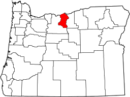 Oregon map highlighting Sherman County