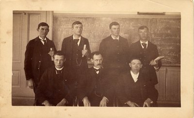 Sepia photograph of John Davidson Letcher with a calculus class.