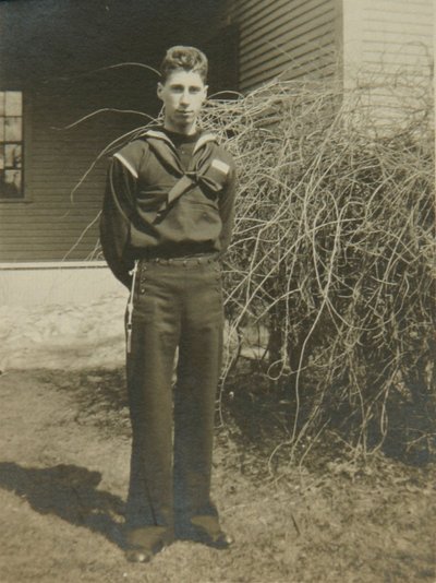 Black and white photographs of Roger Hayward during his service for the Navy.