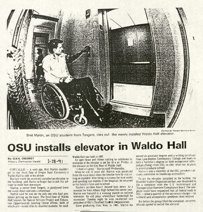 Elevator Added to Waldo Hall Article