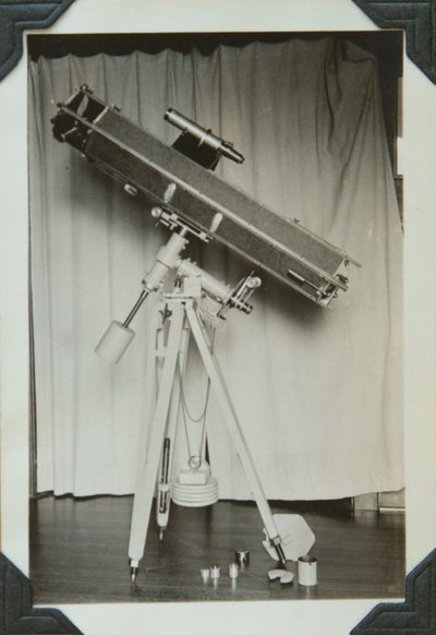 Black and white photographs of a telescope built by Roger Hayward.