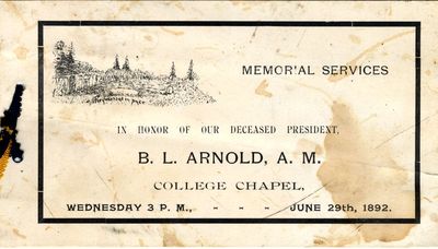 Memorial Service program for B. L. Arnold.
