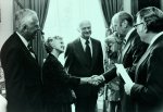 Ava Helen and Linus Pauling with President Gerald Ford, 1975.