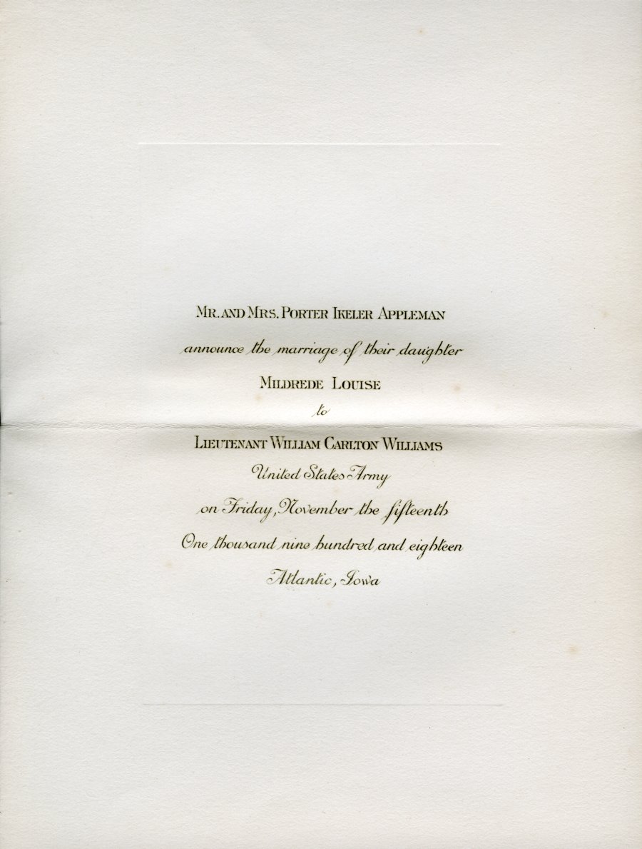 wedding invitation from 1918
