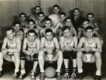 The son (bottom row, second from the left) and his high school
                            basketball team.