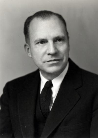 Dr. Joseph S. Butts, 1947. Butts was a professor of Agricultural Chemistry from 1939-1961 and Department Head from 1946-1961. A focus of his interest was utilizing atomic energy for peaceful means.