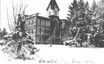 Benton Hall covered with snow, January 1916.