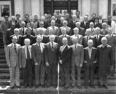 Triad Club 50th Anniversary Celebration, April 1976. Harry Freund stands front row, fifth from left.