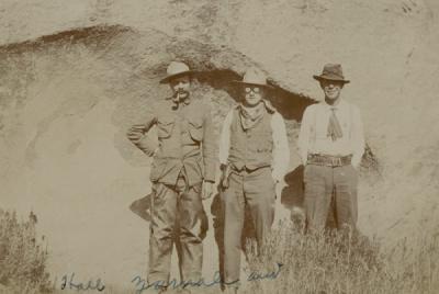 C.C. Hall, Ira Yarnall and Aldo Leopold at Tres Piedras, Carson National Forest, New Mexico. Ca. 1911-1912.