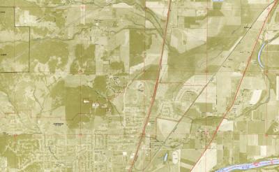 Segment of a highway map of Corvallis, 1975.
