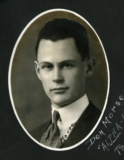 Donald Morse, 1921. Image is annotated: "Donald Morse-'Alpha-Kappa-Psi' Theta Chapter, May-23-1921, O. A. C."