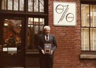An unidentified individual at the OPC Governor's Award presentation, December 14, 1983.