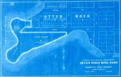Map of Devil's Punch Bowl Park, Lincoln County Oregon. July 1926.