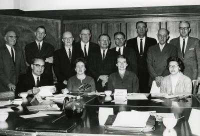 University Relations Committee, February 1962. Barbara Peck is seated, second from left.