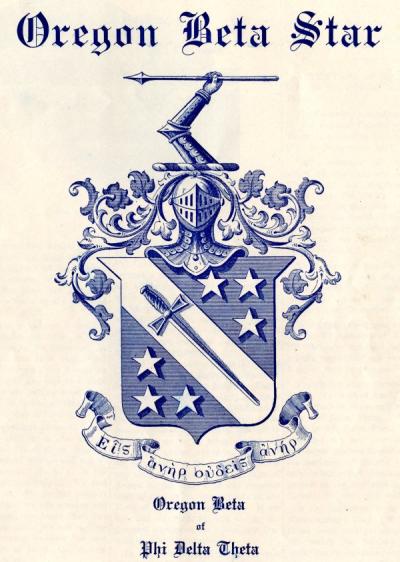 Phi Delta Theta crest, extracted from the Oregon Beta Star newsletter, Fall 1922.