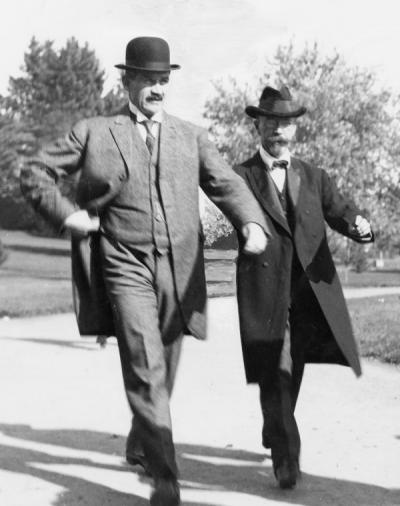 William Jasper Kerr with Lincoln Steffins, October 1913. Kerr was the president of Oregon State College from 1907-1932. Steffins was speaker at the College Convocation, October 22, 1913.