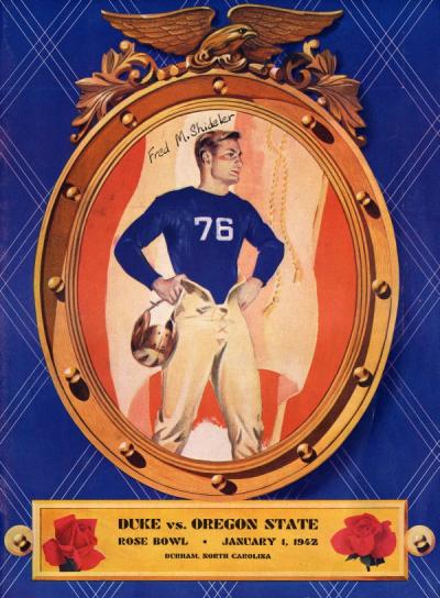 Rose Bowl program cover, 1942. Because of World War II and the fear of an attack on the west coast, the Rose Bowl was played in Durham, North Carolina.