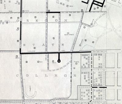 Street surface map of the Oregon State College campus, Corvallis, Oregon. 1939.