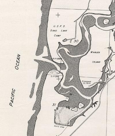 Map of Sand Lake Camp and Whalen Island, Tillamook County, Oregon, 1972.