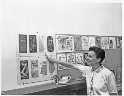 Virginia Taylor, July 1958. Taylor was the Art Director for OSU Press who designed the Beaver Totem in 1962.